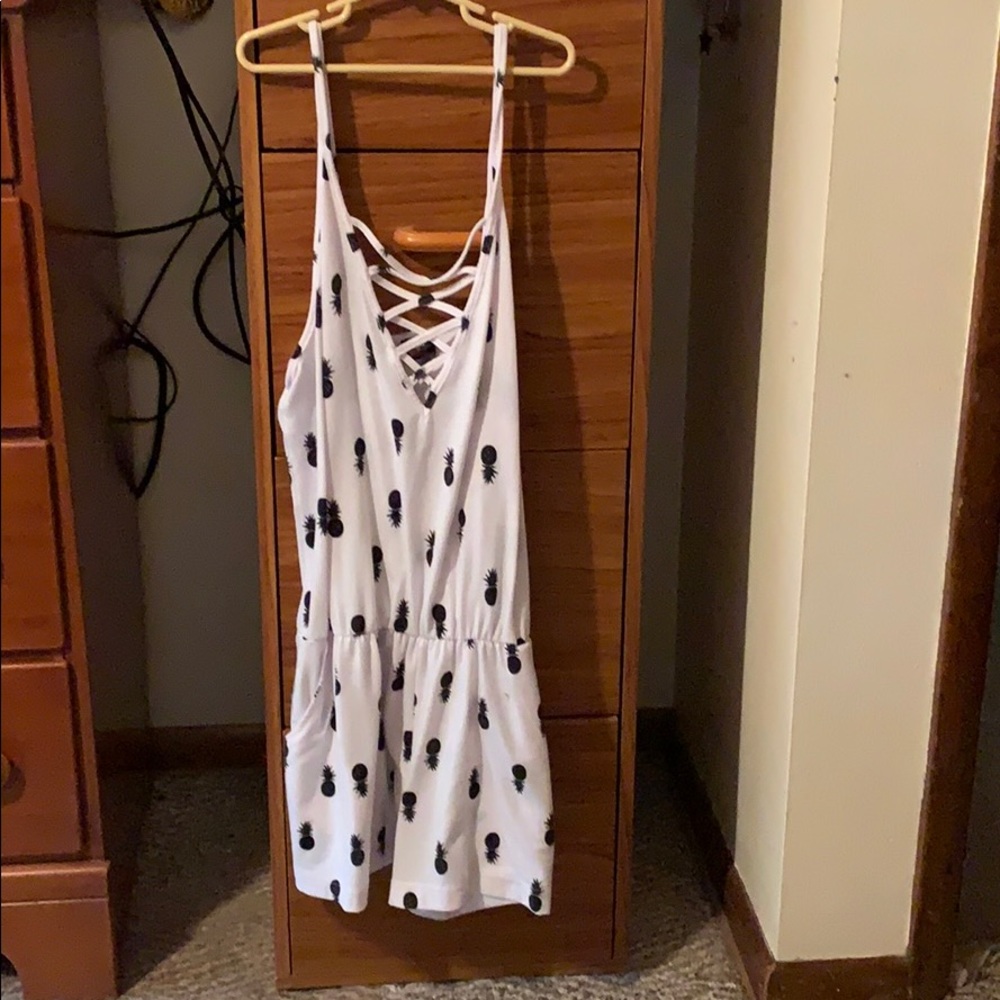 white and black pineapple romper